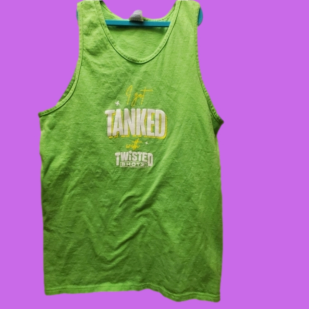 Womens size M lime green tank top I got tanked with ttwisted shotz